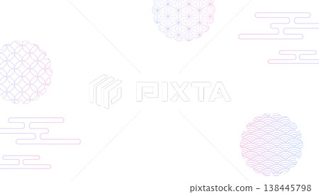 Japanese-style decorative frame, clouds, Japanese pattern, 16:9 size Japanese-style decorative frame, clouds, Japanese pattern, 16:9 size 138445798