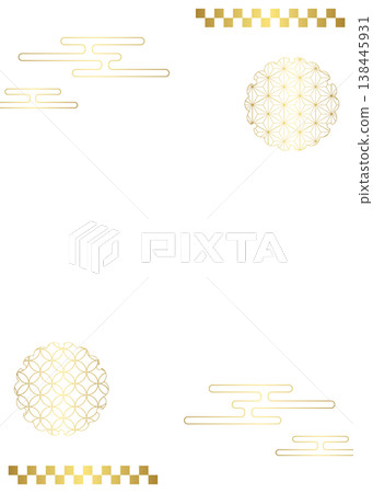 Japanese-style decorative frame, clouds, Japanese pattern, vertical orientation Japanese-style decorative frame, clouds, Japanese pattern, vertical orientation 138445931