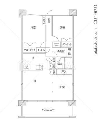 3LDK公寓的平面圖 3LDK公寓的平面圖 138446721
