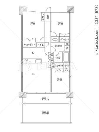 3LDK公寓的平面圖 3LDK公寓的平面圖 138446722