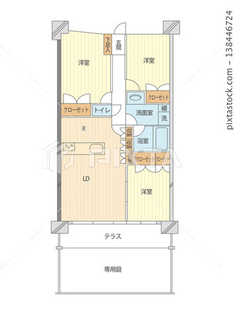 3LDK公寓的平面圖 138446724