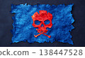 Vibrant Illustration of a Skull and Crossbones on a Textured Blue Background 138447528