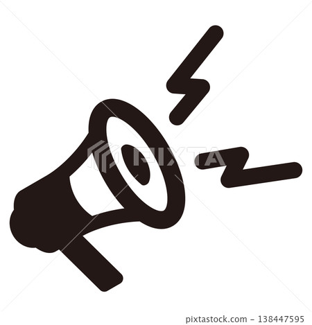一個簡單的黑白擴音器或揚聲器圖標 一個簡單的黑白擴音器或揚聲器圖標 138447595
