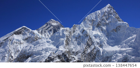 Mount Everest and Nuptse, view from Kala Patthar, Nepal. Mount Everest and Nuptse, view from Kala Patthar, Nepal. 138447654