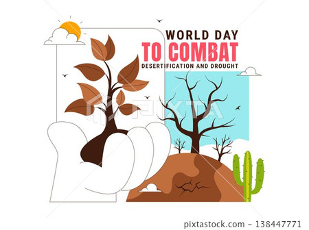 World Day To Combat Desertification and Drought Vector Illustration With Dry Cracked Soil Climate Change Awareness Environmental Protection Design World Day To Combat Desertification and Drought Vector Illustration With Dry Cracked Soil Climate Change Awareness Environmental Protection Design 138447771