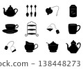 A simple set of tea-related items - monochrome 138448273