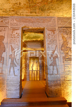 Abu Simbel Temple, Small Temple, from the Antechamber to the Holy of Holies Abu Simbel Temple, Small Temple, from the Antechamber to the Holy of Holies 138448688