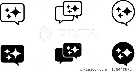 AI chat icon set: A fusion of speech bubbles and glitter designs; generated by AI prompt input. 138448976