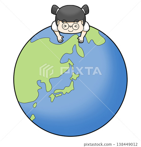 一個孩子騎在地球上 一個孩子騎在地球上 138449012