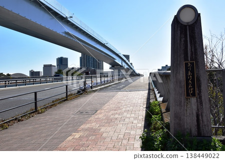 Ariake Kita Bridge and Yurikamome viaduct in Koto Ward, Tokyo Ariake Kita Bridge and Yurikamome viaduct in Koto Ward, Tokyo 138449022