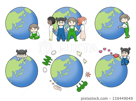 Earth and Children Illustration Set Earth and Children Illustration Set 138449049