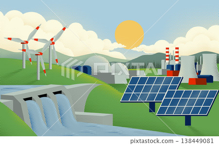 Dam Power Plant Hydroelectric Solar Wind Energy Dam Power Plant Hydroelectric Solar Wind Energy 138449081