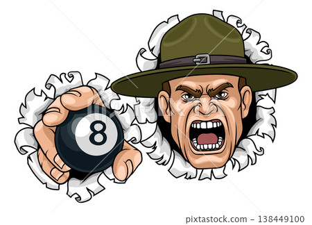 Drill Instructor Sergeant Billiards Pool Mascot 138449100