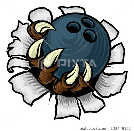 Bowling Ball Claw Cartoon Monster Animal Hand Bowling Ball Claw Cartoon Monster Animal Hand 138449102