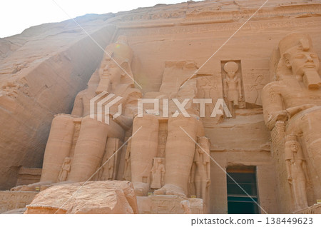 Abu Simbel Temple, Great Temple (two colossal statues of Ramesses II on the left) 138449623