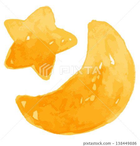 趣味水彩系列 | 月亮與星星插圖 - 適合課後託管班、延時託管班、幼兒園和學前班 138449886