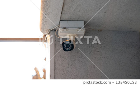 CCTV camera on white background with home security system concept 138450158