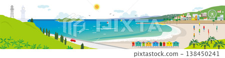 海濱小鎮背景插圖 138450241
