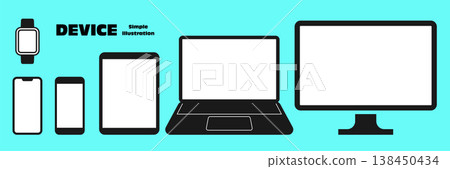 A set of vector illustrations for smartphones, PCs, tablets, and other devices. 138450434