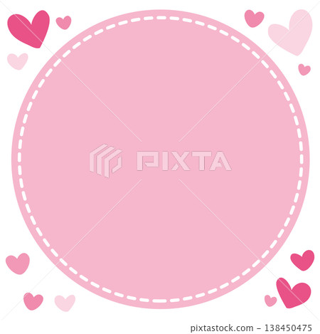 Love and gratitude - Valentine's Day and gift-giving - Circular frame adorned with pink hearts - perfect for SNS icons and labels 138450475