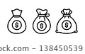 Money Bag Icon Set Outline and Minimal Finance, Savings, and Investment Symbols 138450539