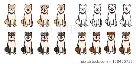 Illustrations of Shiba Inu dogs expressing joy, anger, sadness, and happiness. Illustrations of Shiba Inu dogs expressing joy, anger, sadness, and happiness. 138450735