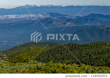 從八岳北部的中山展望台看到的槍穗高山脈。 138450953