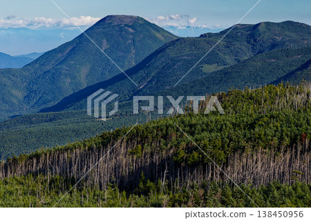 Mount Tateshina and Mount Kitayokodake as seen from Nakayama Observatory in the northern Yatsugatake Mountains. Mount Tateshina and Mount Kitayokodake as seen from Nakayama Observatory in the northern Yatsugatake Mountains. 138450956