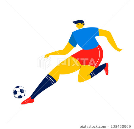 Abstract soccer player figure. World football championship illustrations and icons series. Abstract soccer player figure. World football championship illustrations and icons series. 138450969