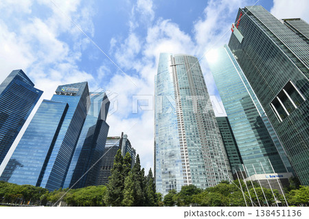 Building view of the Marina Bay Financial Centre in Singapore, is a mixed-use development located along Marina Blvd and Central Blvd within the Downtown Core of Singapore. 138451136
