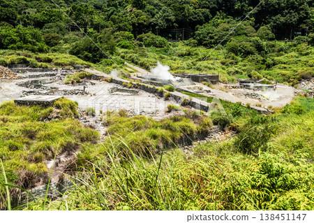 Beautiful view of Sulfur Valley Geothermal Scenic Area in Beitou of Taipei, Taiwan. Located within Yangmingshan National Park. 138451147