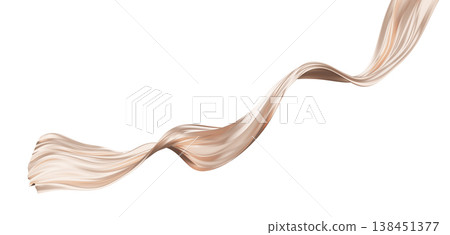 Luxury champagne silk fabric flowing isolated on white background 3D render Luxury champagne silk fabric flowing isolated on white background 3D render 138451377
