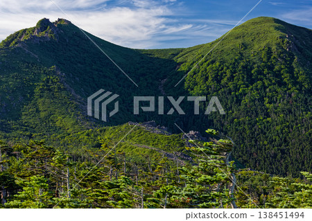 Summer view of Mt. Tengu from Nakayama Observatory in the northern Yatsugatake Mountains. 138451494