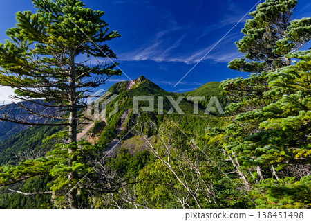 從八岳北部的中山峠附近看到的天狗山。 138451498