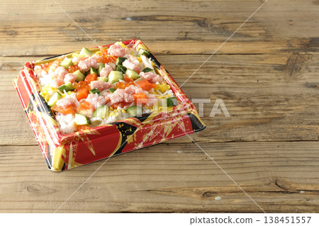 Chirashi sushi with plenty of toppings Chirashi sushi with plenty of toppings 138451557