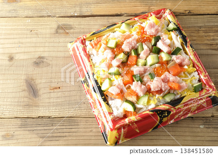 Chirashi sushi with plenty of toppings Chirashi sushi with plenty of toppings 138451580