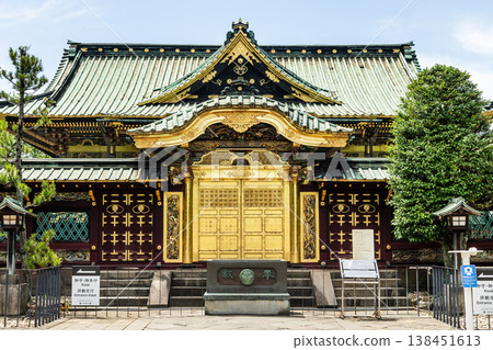 Building view of the Tosho-gu in Ueno Park, Taito, Tokyo, Japan. This shrine enshrines Tokugawa Ieyasu, the first shogun of the Edo shogunate. 138451613