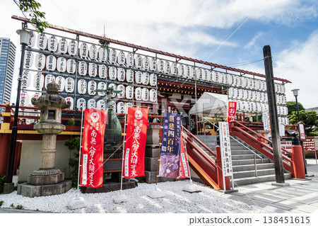 Building view of the Shinobazu no Ike Bentendo Temple in Ueno Park, Taito, Tokyo, Japan. It was dedicated to the Happi (eight-armed) Benzaiten. 138451615