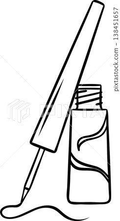 Black and white doodle of eyeliner. Minimalist makeup icon for cosmetic illustrations or beauty packaging Black and white doodle of eyeliner. Minimalist makeup icon for cosmetic illustrations or beauty packaging 138451657