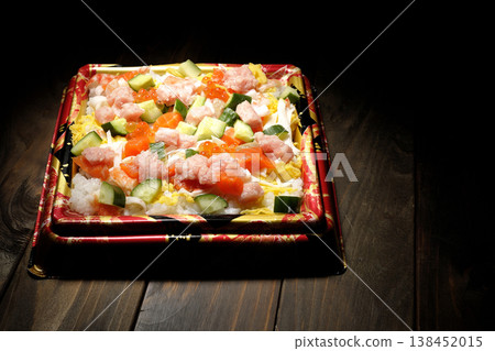 Chirashi sushi with plenty of toppings Chirashi sushi with plenty of toppings 138452015