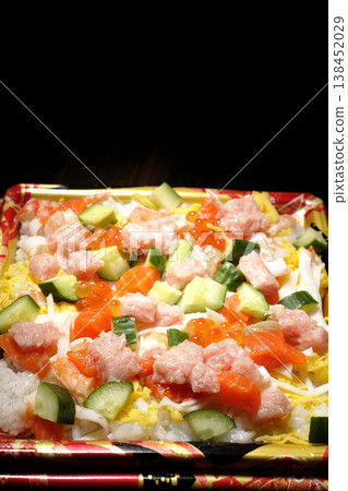 Chirashi sushi with plenty of toppings Chirashi sushi with plenty of toppings 138452029