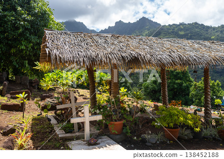 Ancient cemetery in Atuona, Hiva Oa, French Polynesia, Marquesas Islands Ancient cemetery in Atuona, Hiva Oa, French Polynesia, Marquesas Islands 138452188