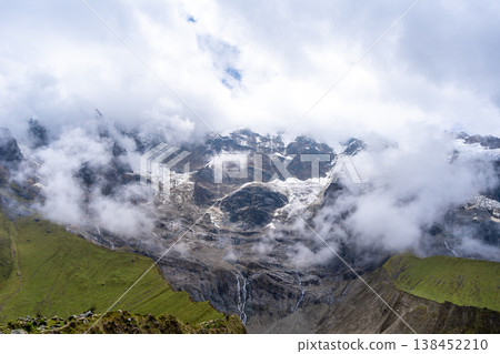 Snow-capped mountain view on the Humantay Lake trek, Peru 138452210