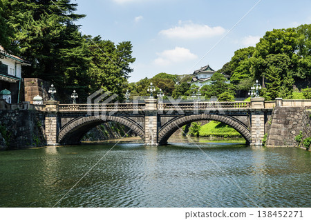 Building view of the Seimon Ishibashi Bridge at Kokyo Gaien in Chiyoda, Tokyo, Japan, which leads to the main gate of the Imperial Palace (Kokyo). 138452271