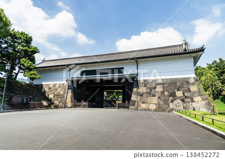 Building view of the Sakurada mon at Imperial Palace Outer Gardens(Kokyo Gaien) in Chiyoda, Tokyo, Japan. which is the largest of the remaining gates of what was Edo Castle. 138452272