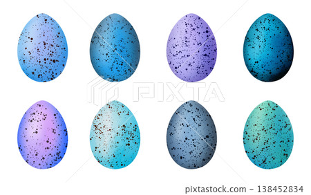 Easter colourful eggs with splashes set, clip art . Watercolor Easter colourful eggs with splashes set, clip art . Watercolor 138452834