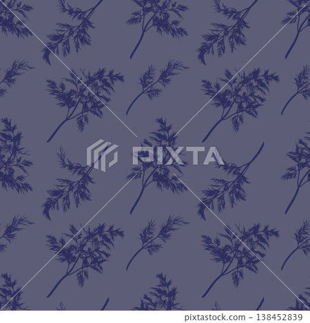 Dill plant. Monochrome botanical seamless pattern 138452839
