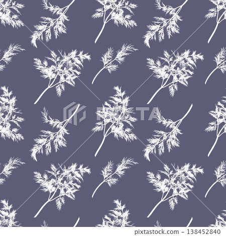 Dill plant. Monochrome botanical seamless pattern 138452840