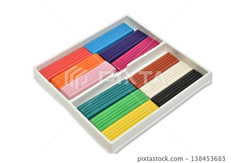 A box with a set of children's plasticine. A box with a set of children's plasticine. 138453683