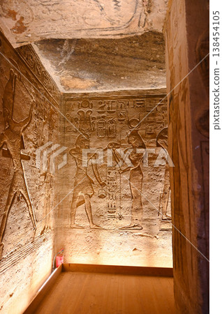 Abu Simbel Temple, Small Temple, Relief: Ramesses II and the Gods Abu Simbel Temple, Small Temple, Relief: Ramesses II and the Gods 138454105
